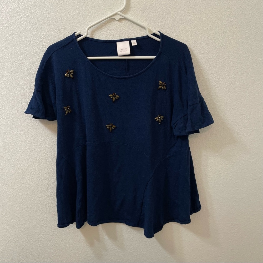 Lauren Conrad dragonfly shirt blue medium